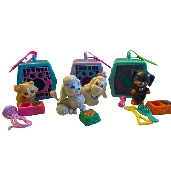 4 LIttle Pet Shop with crates & accessories Cat & Dogs - Picture 1 of 4
